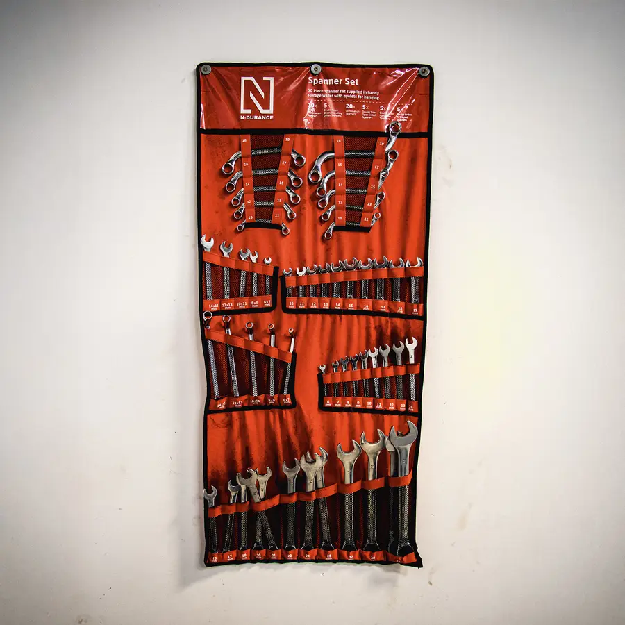 Spanner set on the workshop wall